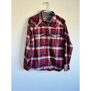 Jachs Girlfriend Women's Red Plaid Long Sleeve Pearl Snap Button Down Shirt M